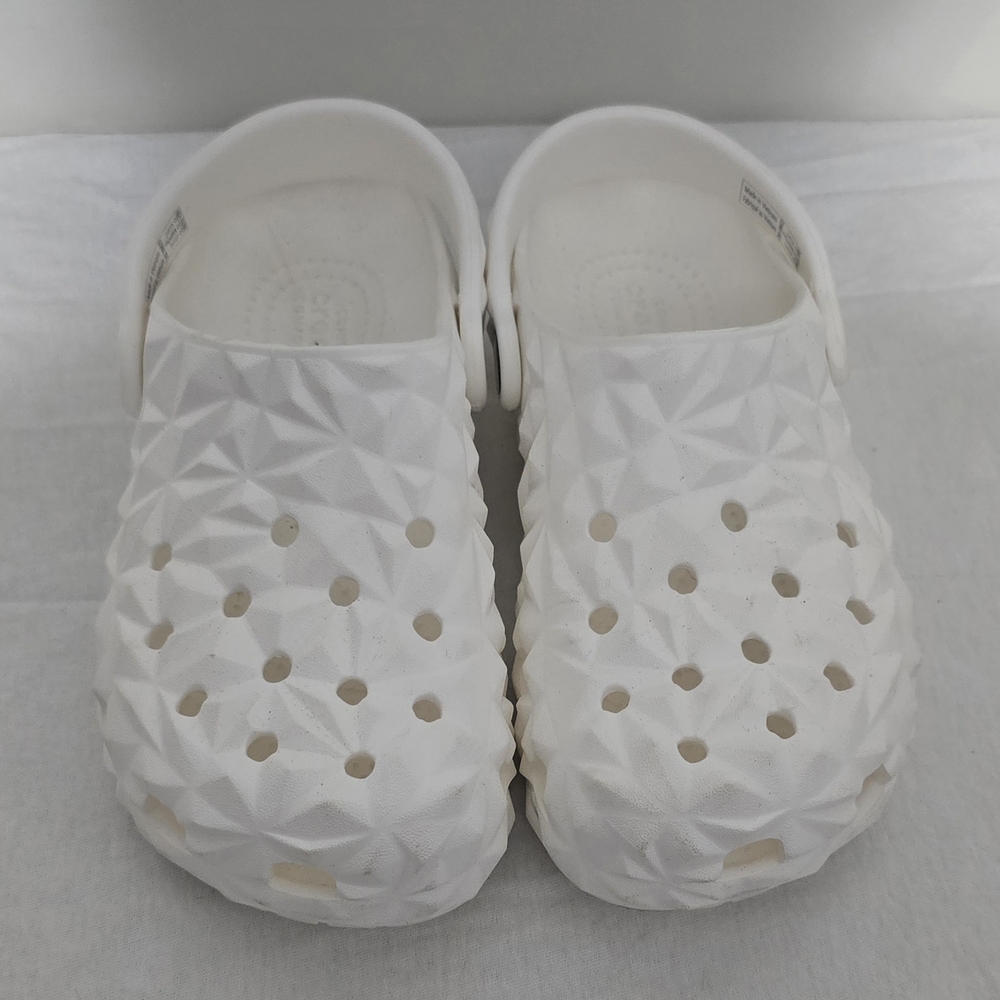 CROCS Kids White Geometric Slip-On Sandals
